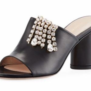 NWOT Stuart Weitzman Black Leather Mules